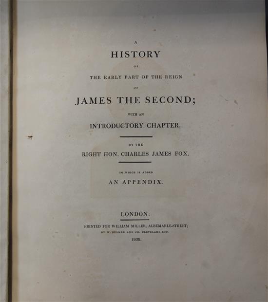 Fox, Charles James - A History of the Early Part of the Reign of James the Second, 4to, embossed morocco,